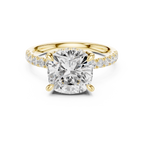 4.55 CT Cushion Cut Hidden Halo Pavé Diamond Engagement Ring