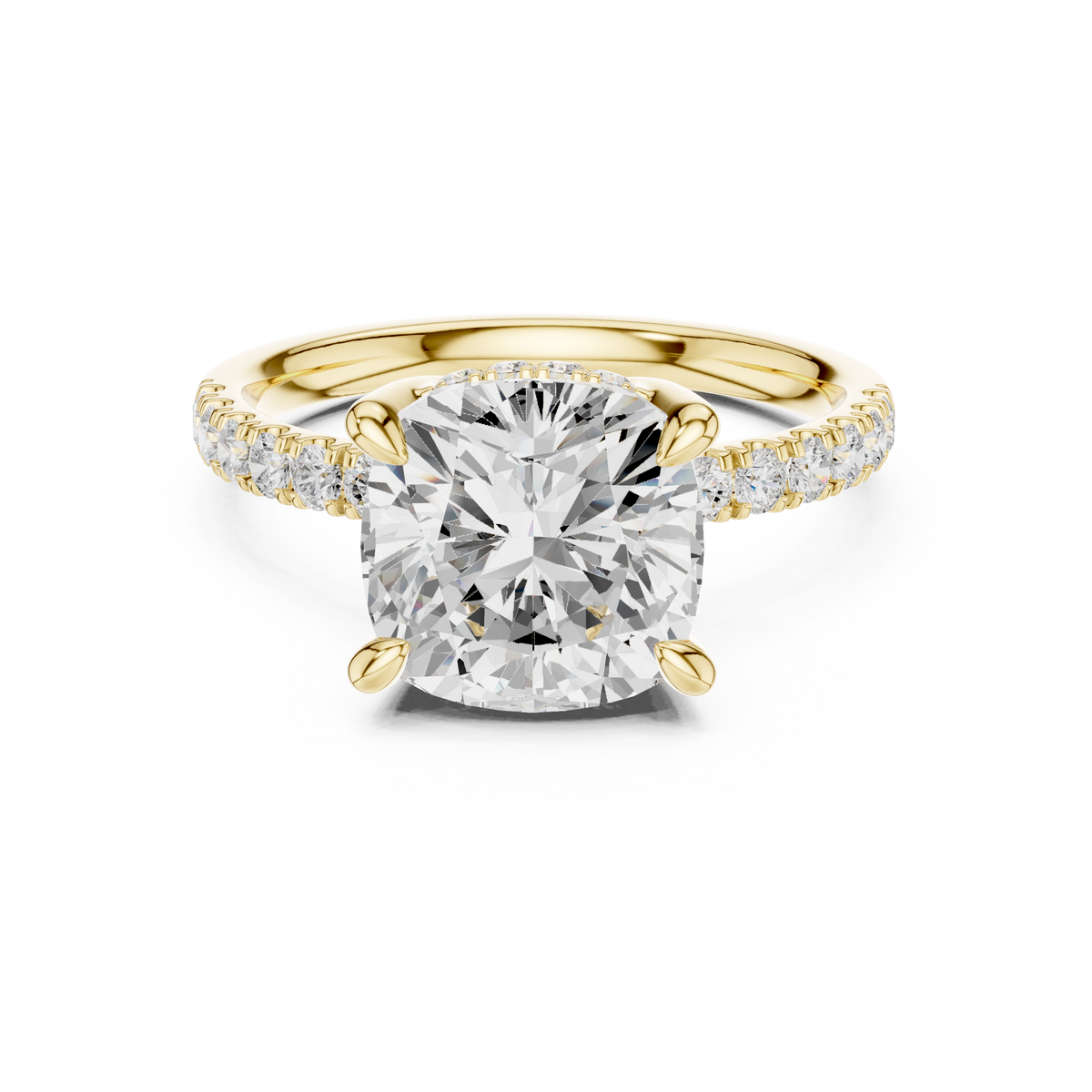 Cushion Cut Hidden Halo Pavé Diamond Engagement Ring – view 9 of 12, lab grown diamond ring | Jewelix Atelier
