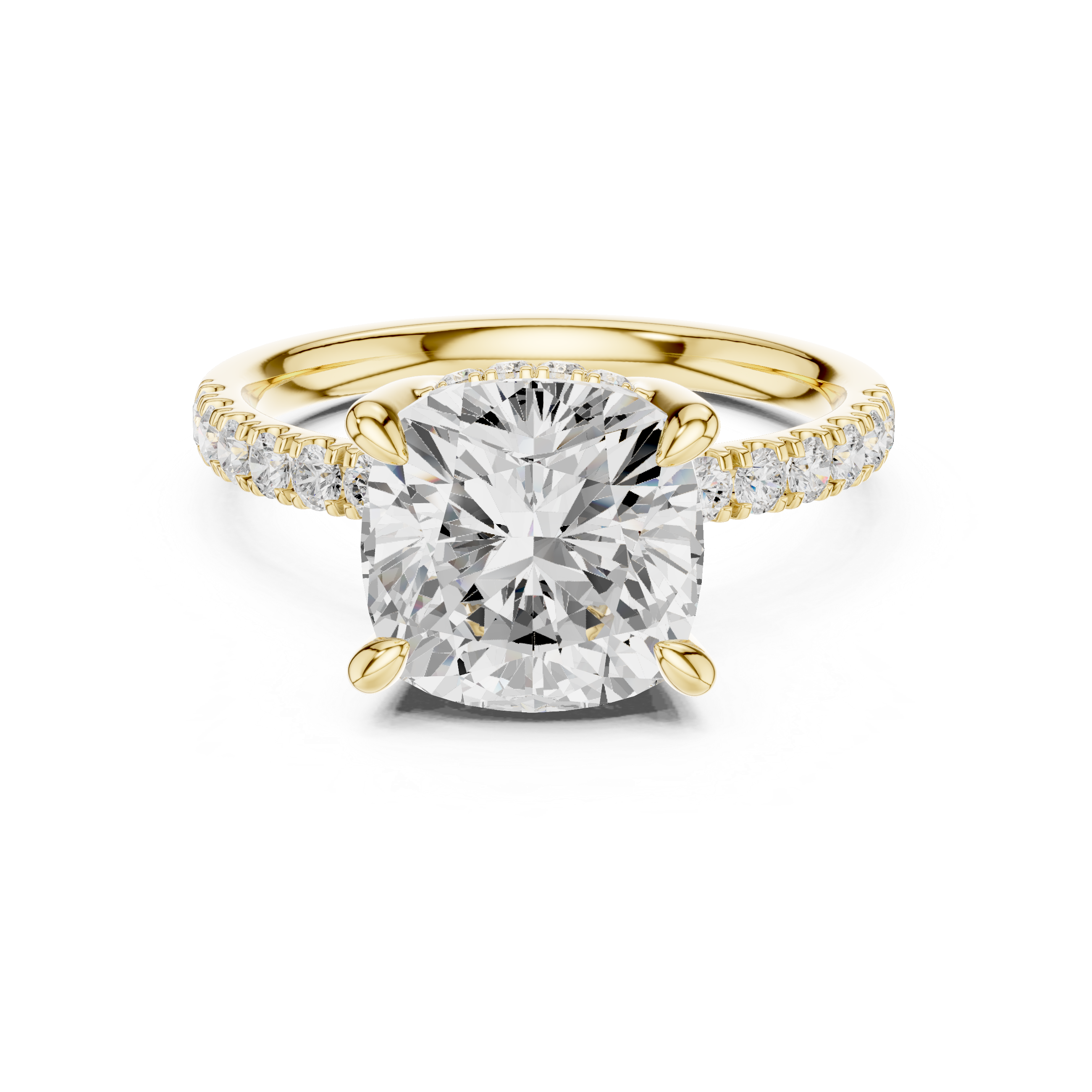 4.55 CT Cushion Cut Hidden Halo Pavé Diamond Engagement Ring
