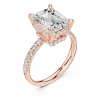 Emerald Cut Hidden Halo Diamond Engagement Ring
