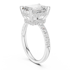 4.60 CT Emerald Cut Hidden Halo Pavé Diamond Engagement Ring