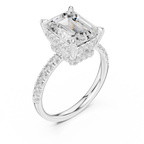 Emerald Cut Hidden Halo Diamond Engagement Ring