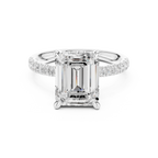 4.60 CT Emerald Cut Hidden Halo Pavé Diamond Engagement Ring