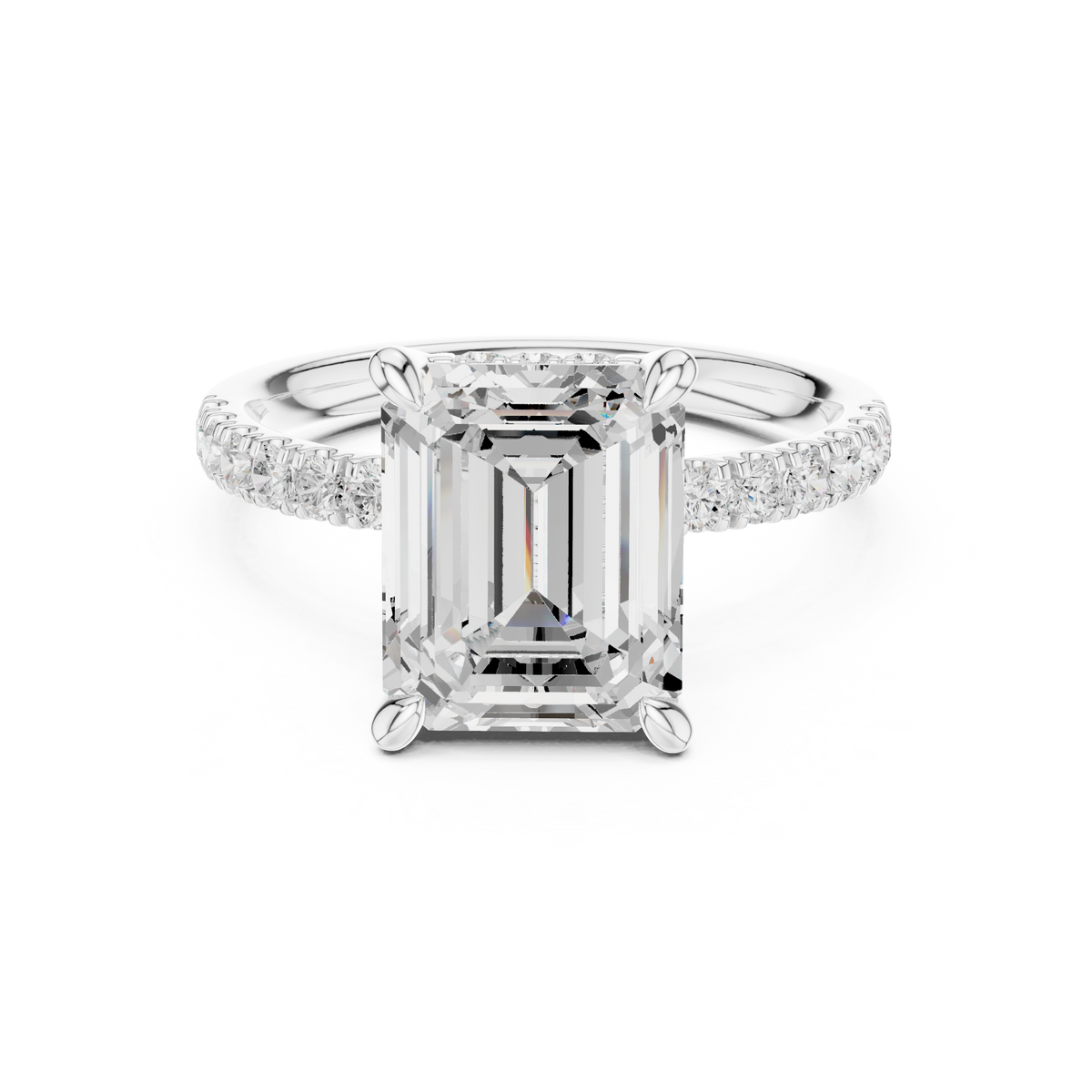 Emerald Cut Hidden Halo Pavé Diamond Engagement Ring — Jewelix Atelier