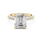 4.60 CT Emerald Cut Hidden Halo Pavé Diamond Engagement Ring