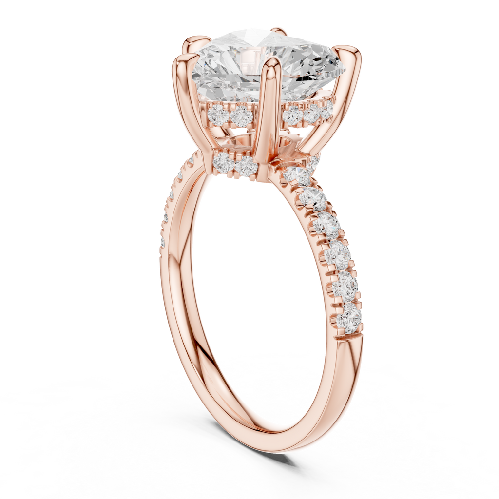 Heart Cut Hidden Halo Diamond Engagement Ring