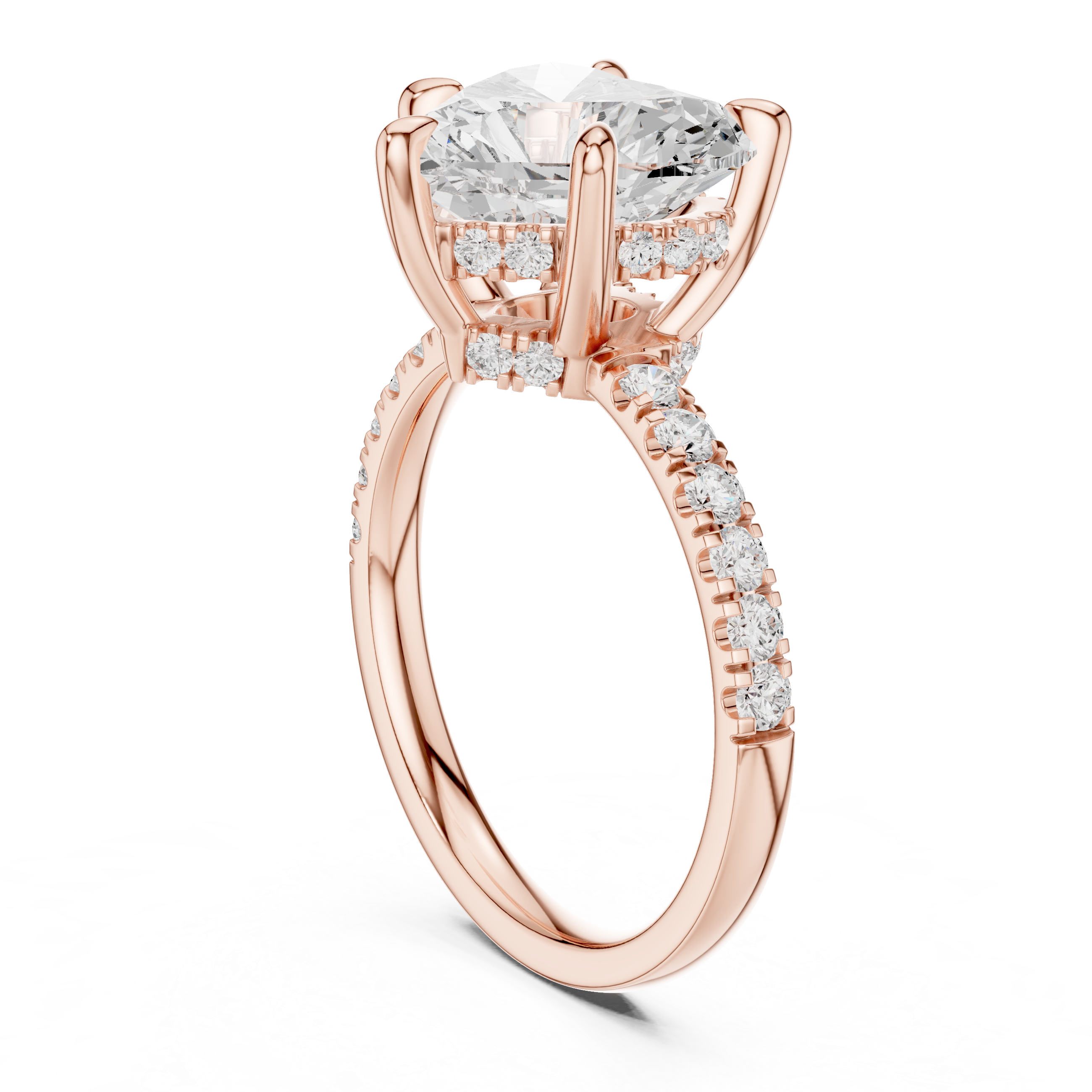 Heart Cut Hidden Halo Diamond Engagement Ring