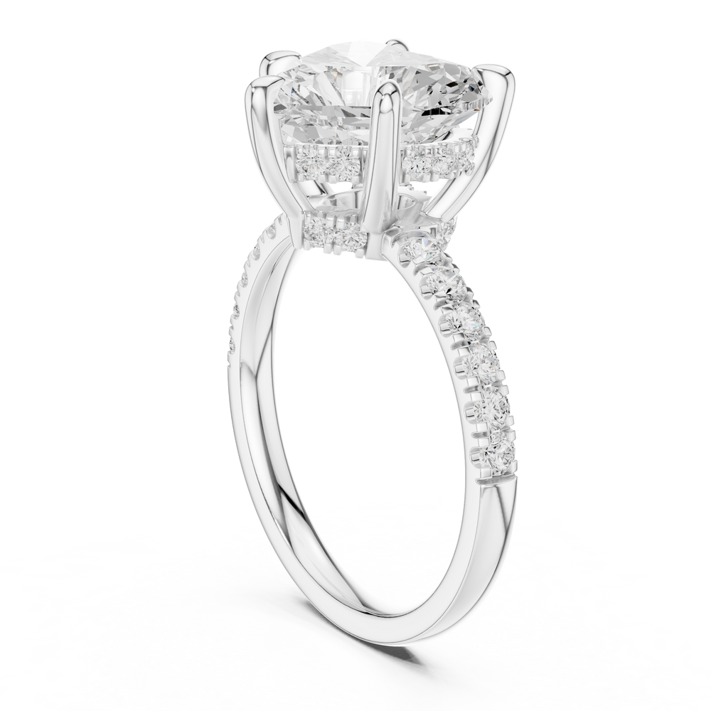 Heart Cut Hidden Halo Diamond Engagement Ring