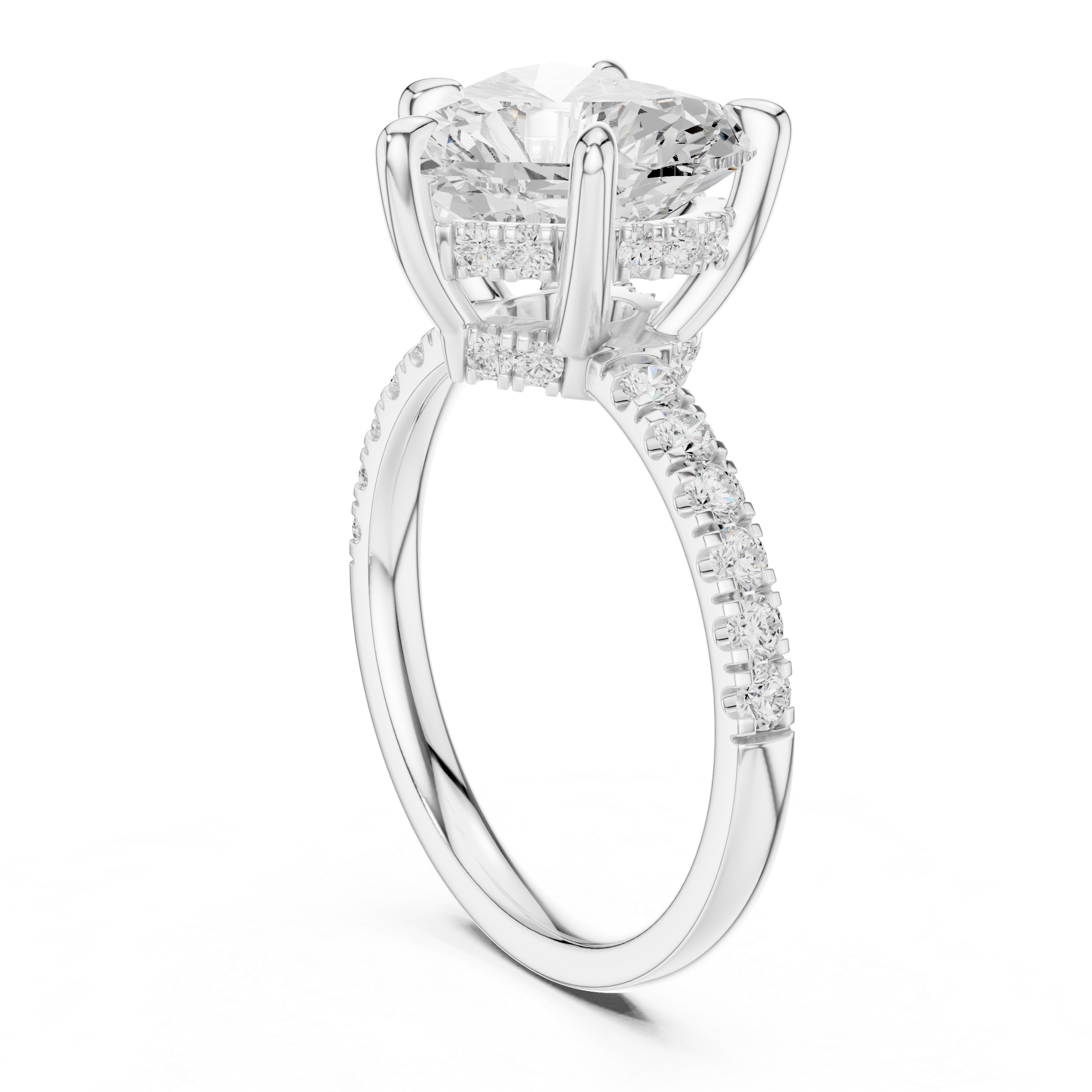 Heart Cut Hidden Halo Diamond Engagement Ring