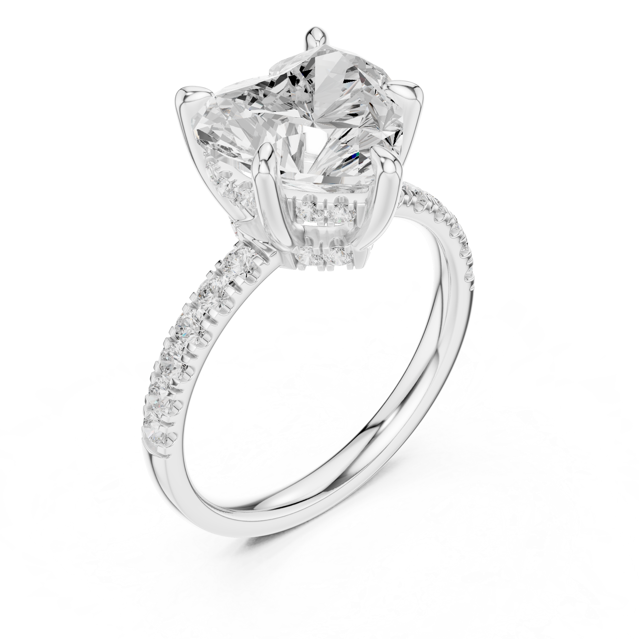 Heart Cut Hidden Halo Diamond Engagement Ring