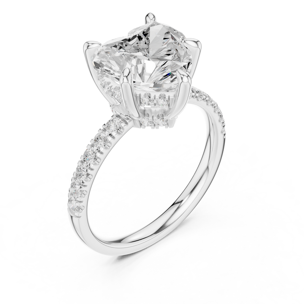 4.53 CT Heart Cut Hidden Halo Pavé Diamond Engagement Ring