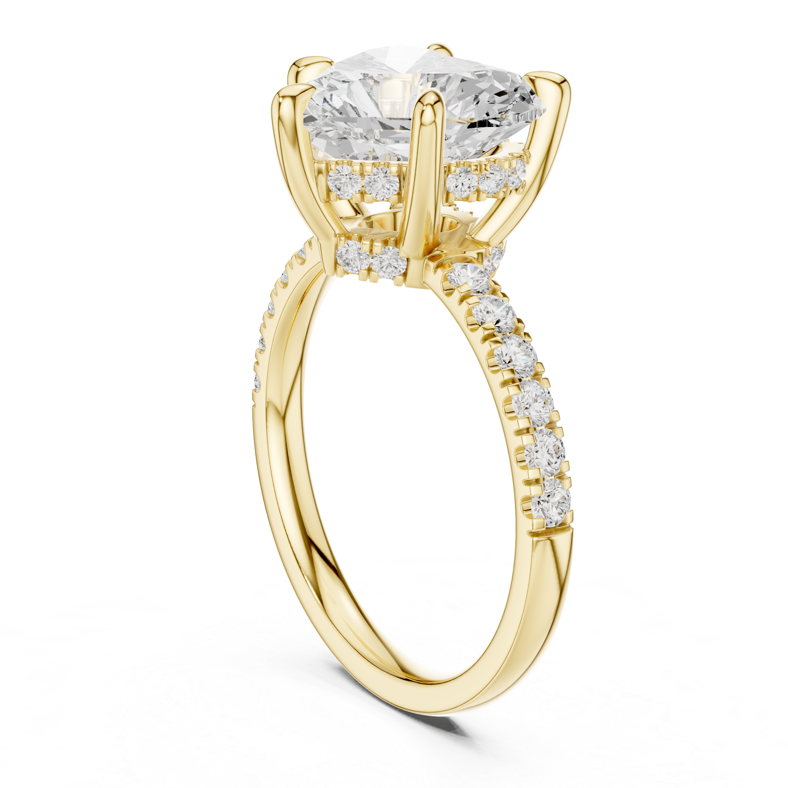 4.53 CT Heart Cut Hidden Halo Pavé Diamond Engagement Ring