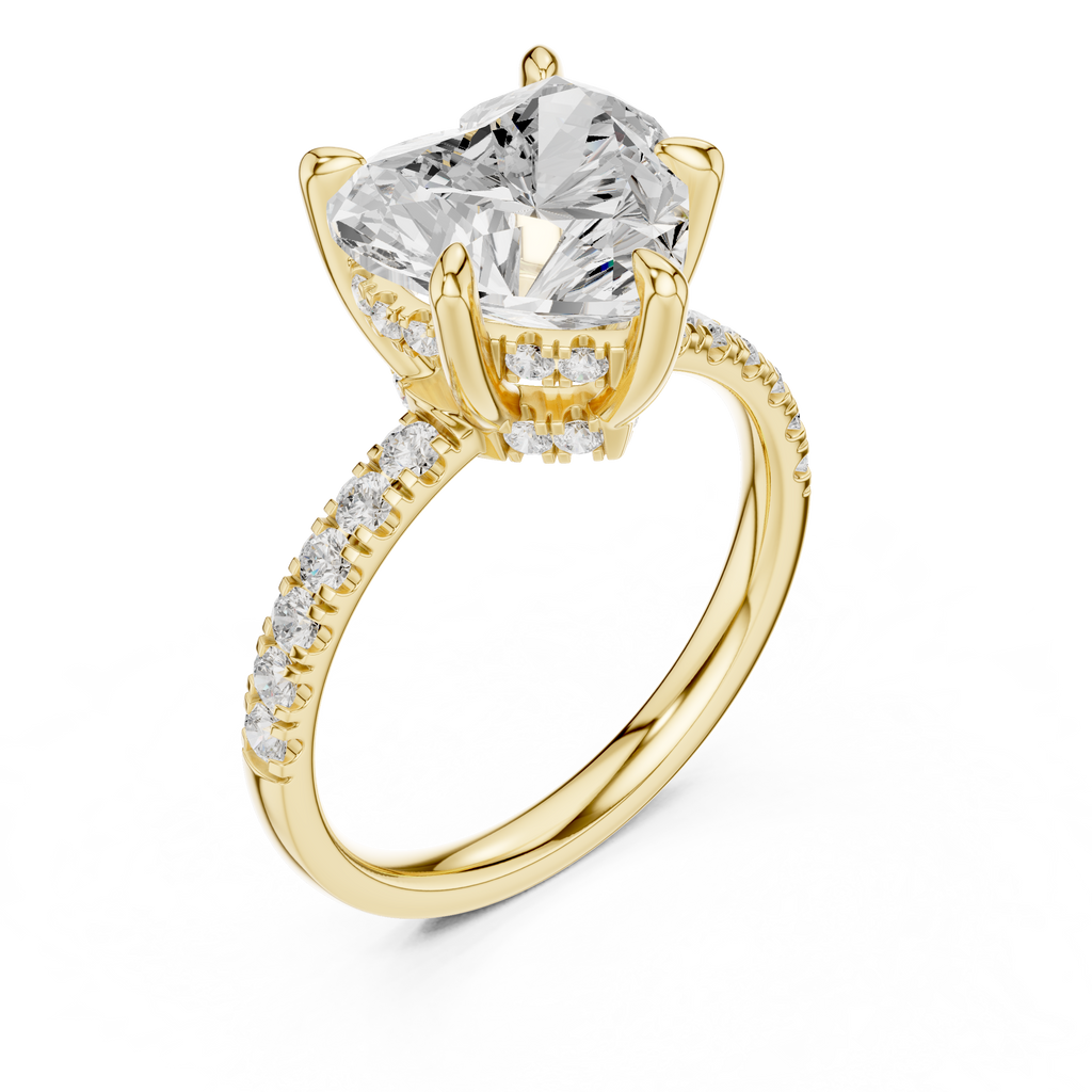 Heart Cut Hidden Halo Diamond Engagement Ring