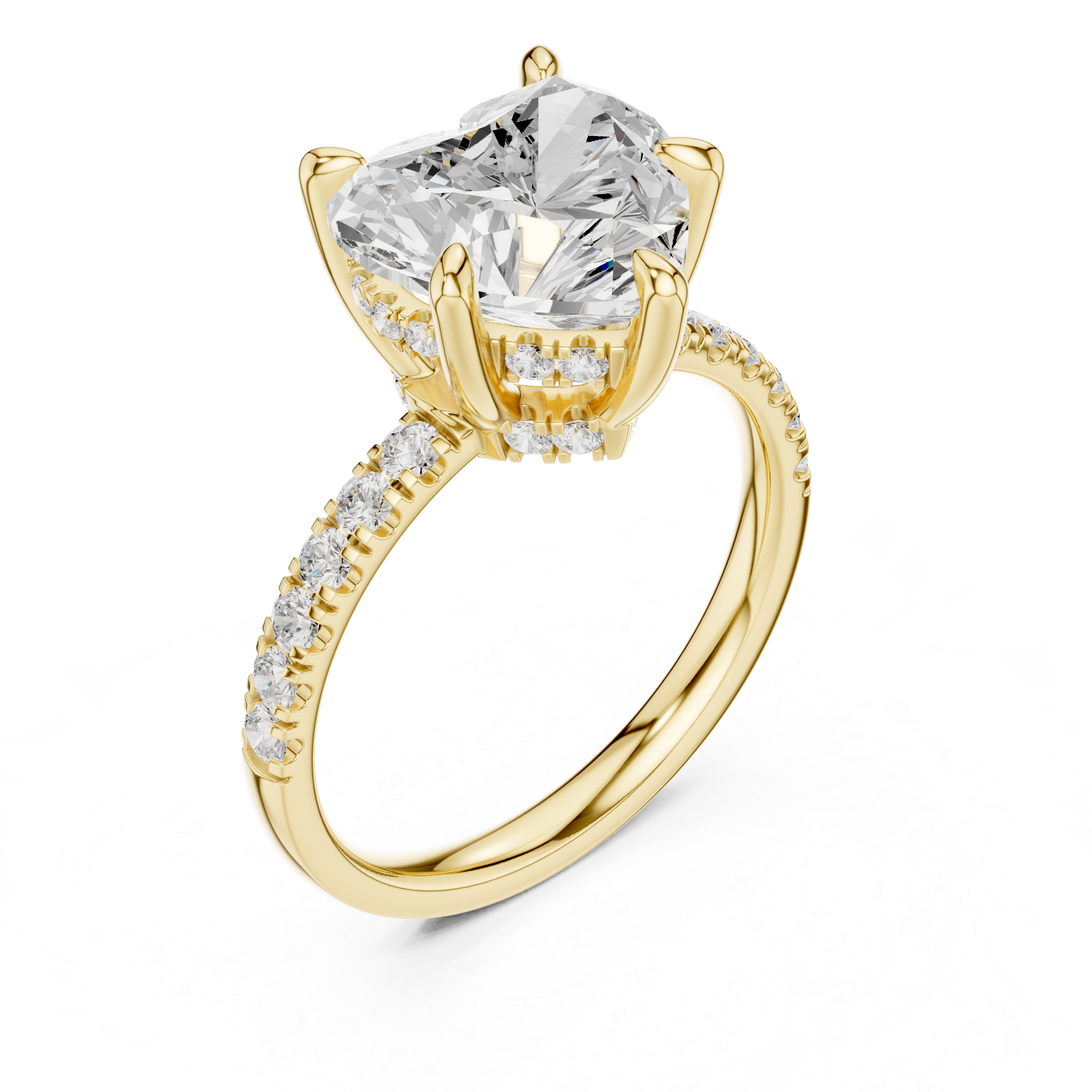 Heart Cut Hidden Halo Diamond Engagement Ring