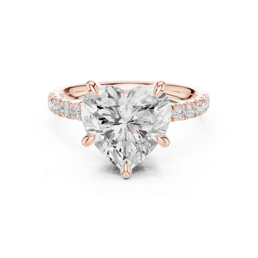 4.53 CT Heart Cut Hidden Halo Pavé Diamond Engagement Ring