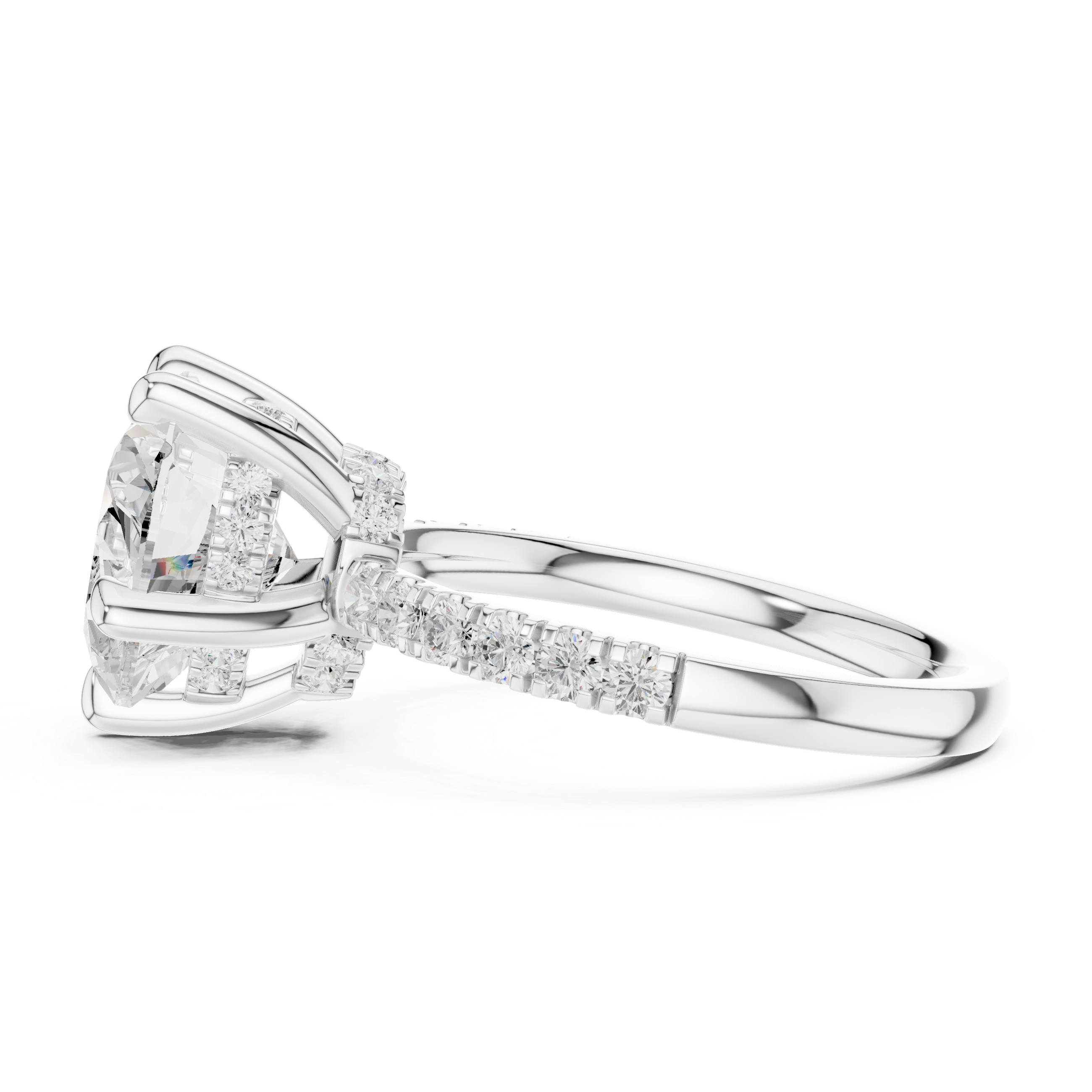 4.53 CT Heart Cut Hidden Halo Pavé Diamond Engagement Ring