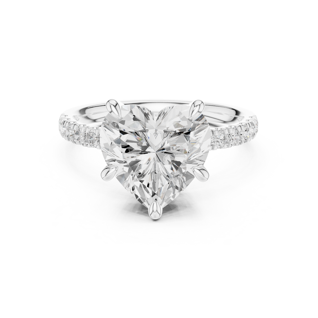 Heart Cut Hidden Halo Diamond Engagement Ring