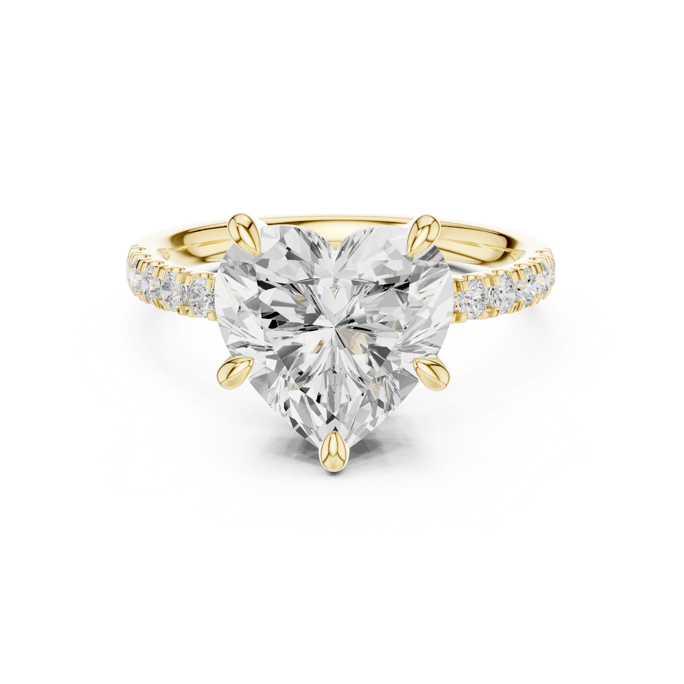 4.53 CT Heart Cut Hidden Halo Pavé Diamond Engagement Ring