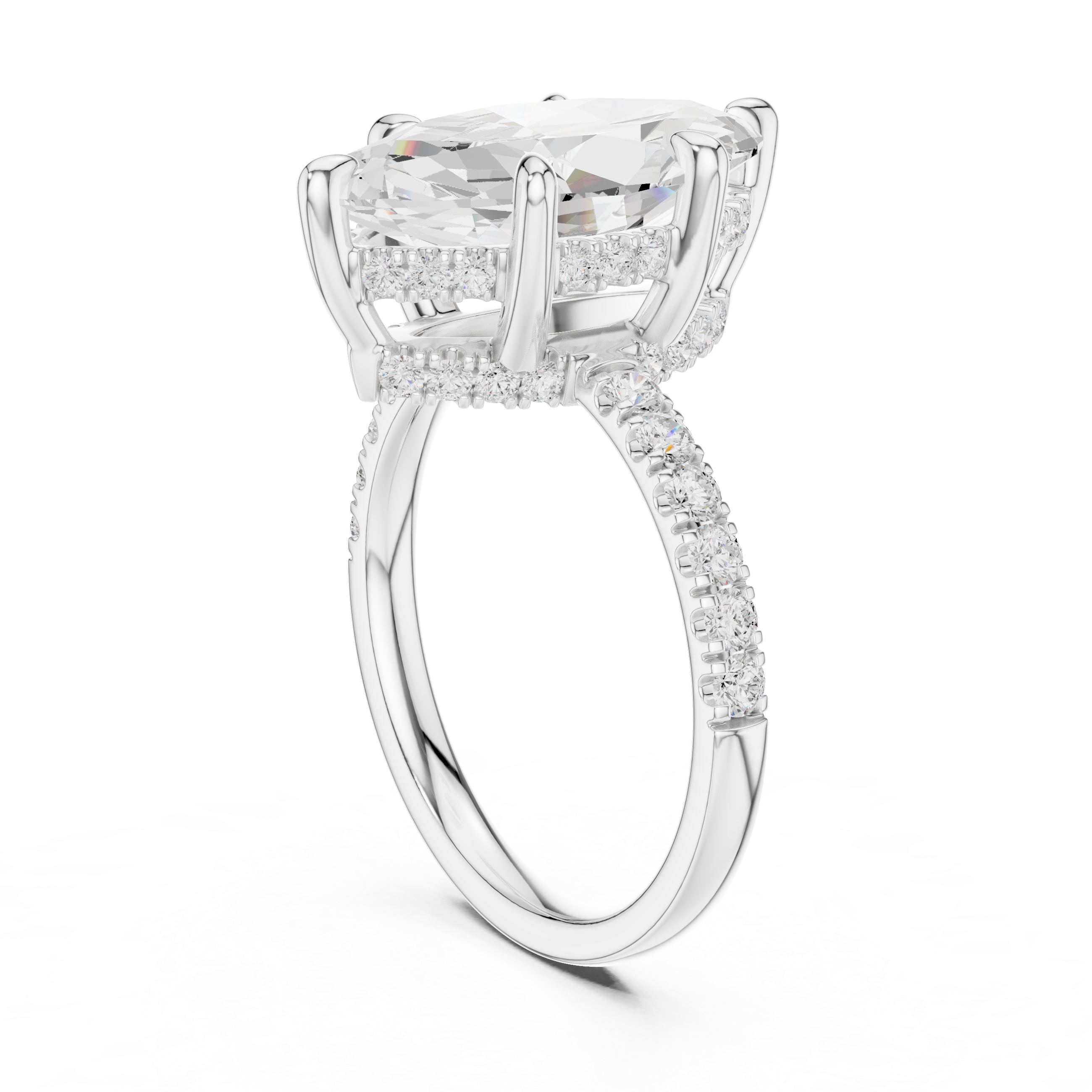 Marquise Cut Hidden Halo Diamond Engagement Ring