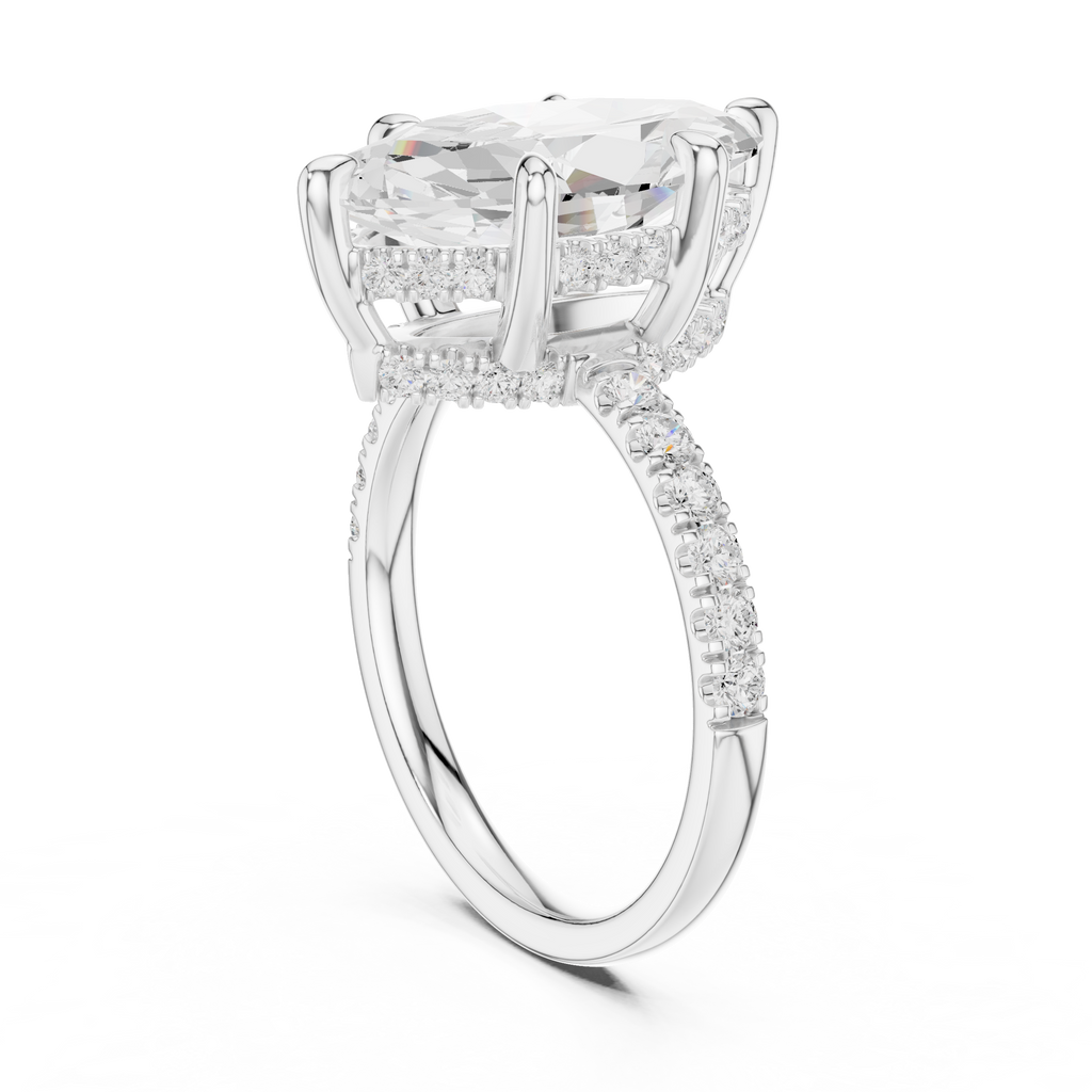 4.62 CT Marquise Cut Hidden Halo Pavé Diamond Engagement Ring