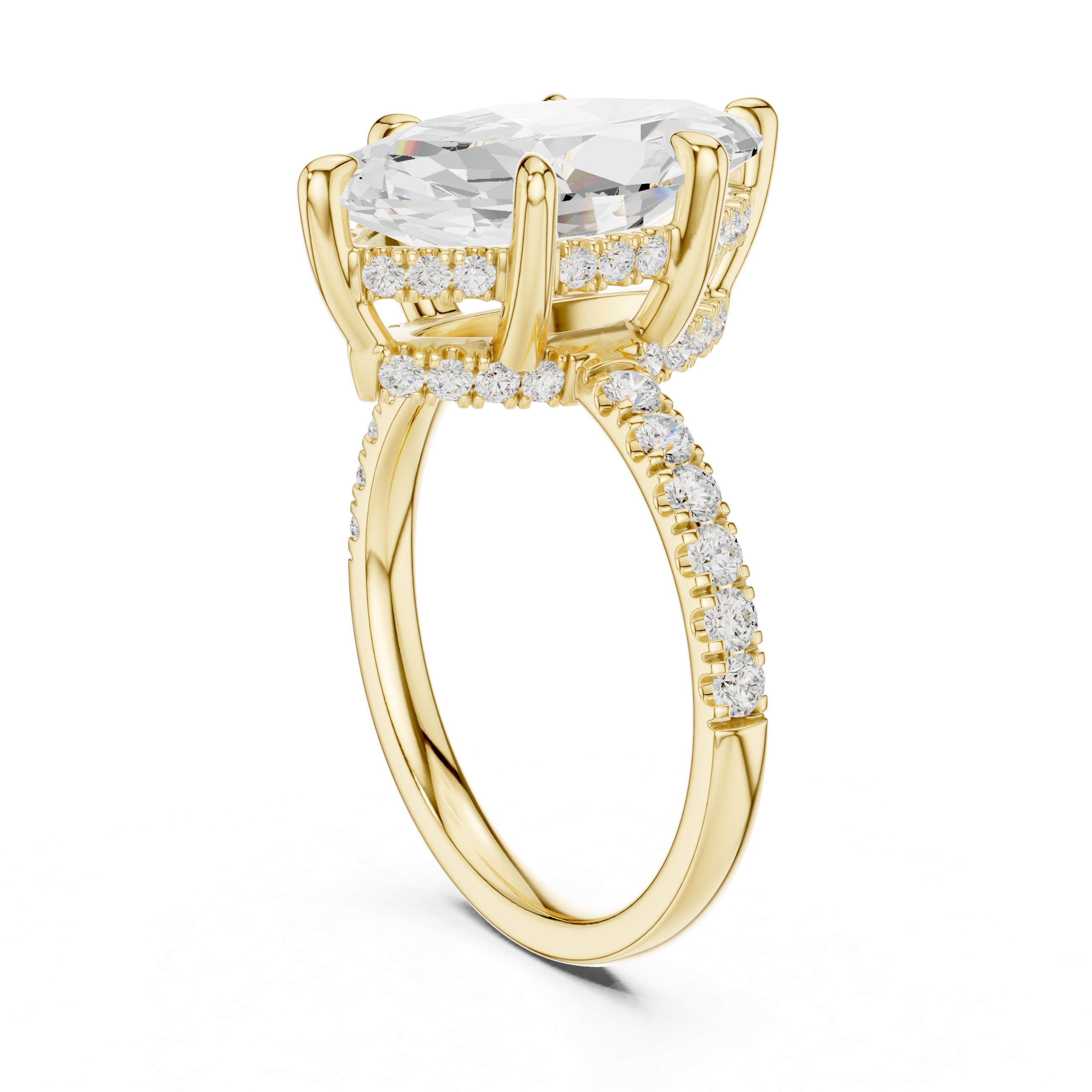 Marquise Cut Hidden Halo Diamond Engagement Ring