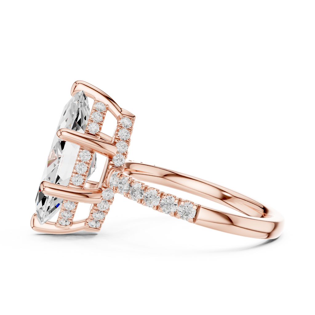 Marquise Cut Hidden Halo Diamond Engagement Ring