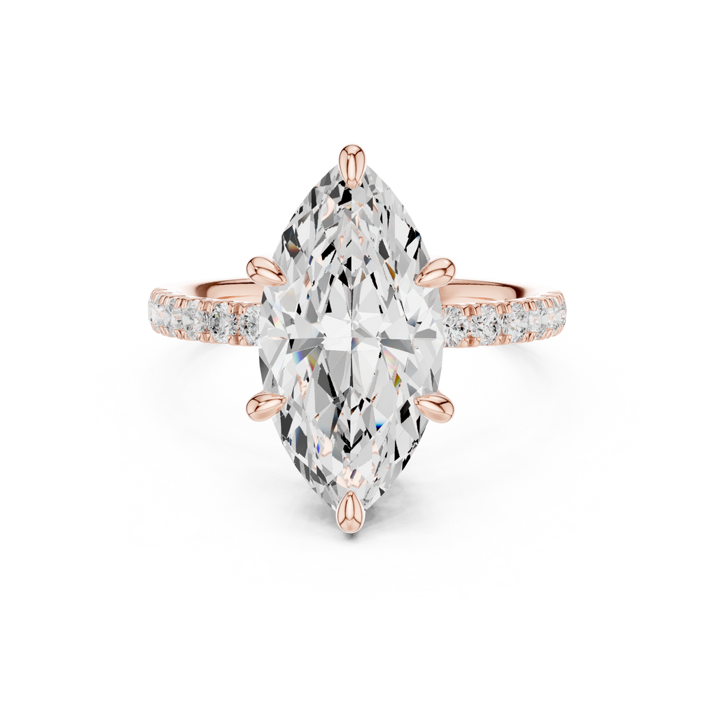 Marquise Cut Hidden Halo Diamond Engagement Ring