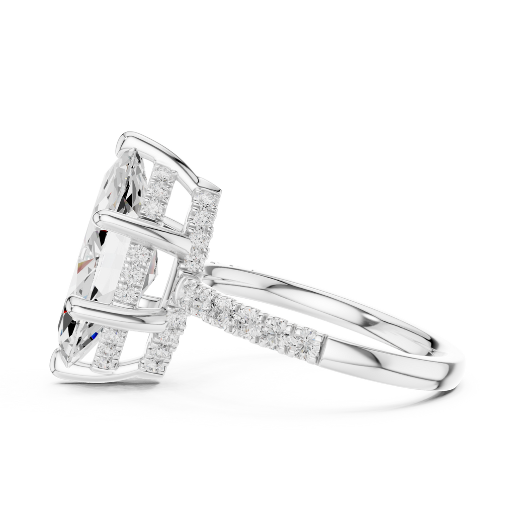 Marquise Cut Hidden Halo Diamond Engagement Ring