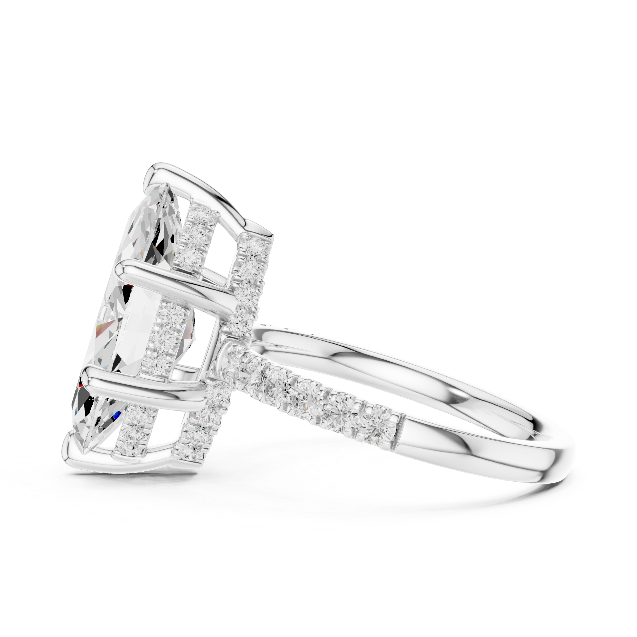 Marquise Cut Hidden Halo Diamond Engagement Ring