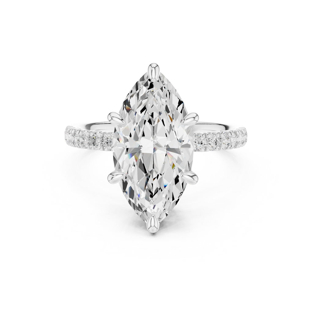 4.62 CT Marquise Cut Hidden Halo Pavé Diamond Engagement Ring