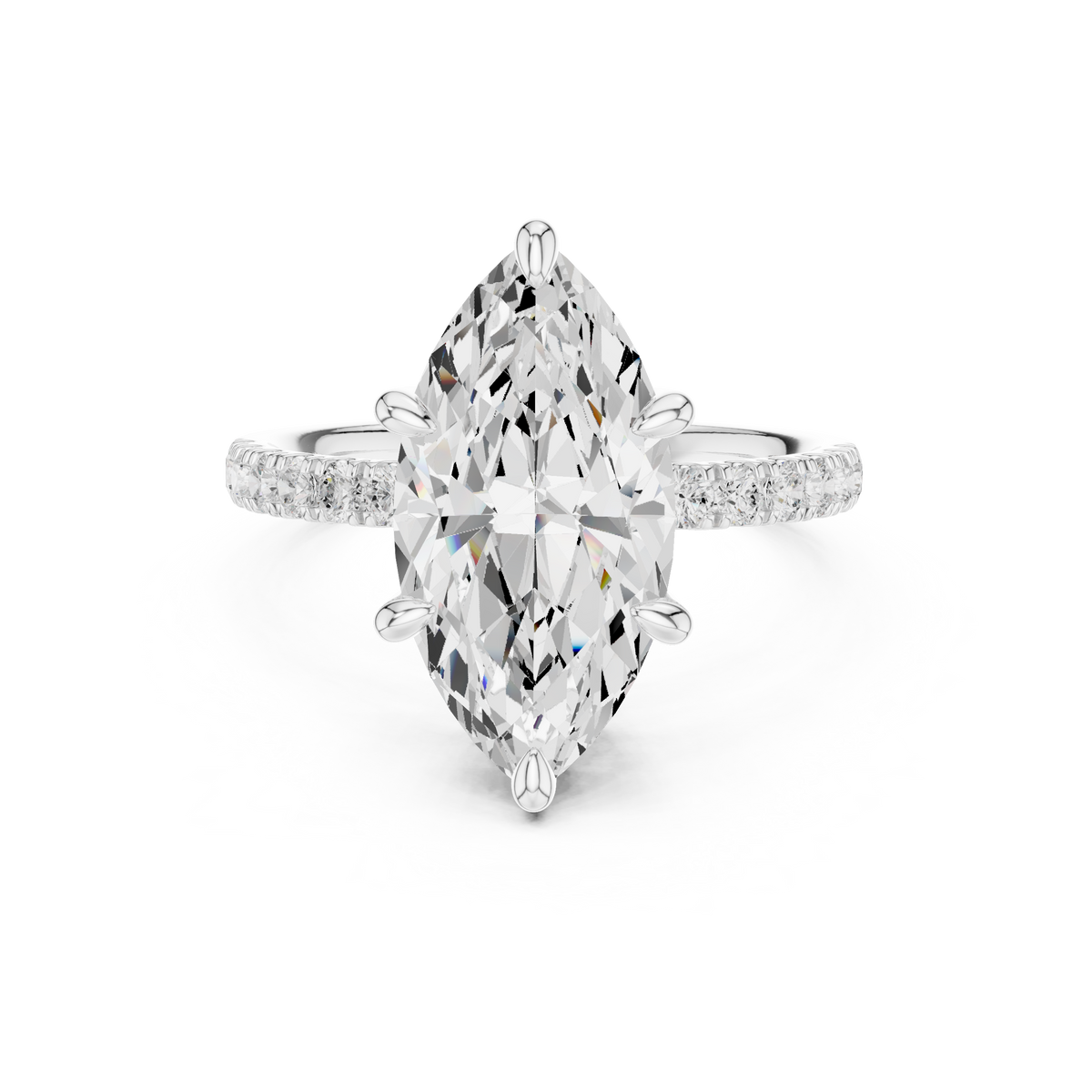 Marquise Cut Hidden Halo Pavé Diamond Engagement Rin — Jewelix Atelier