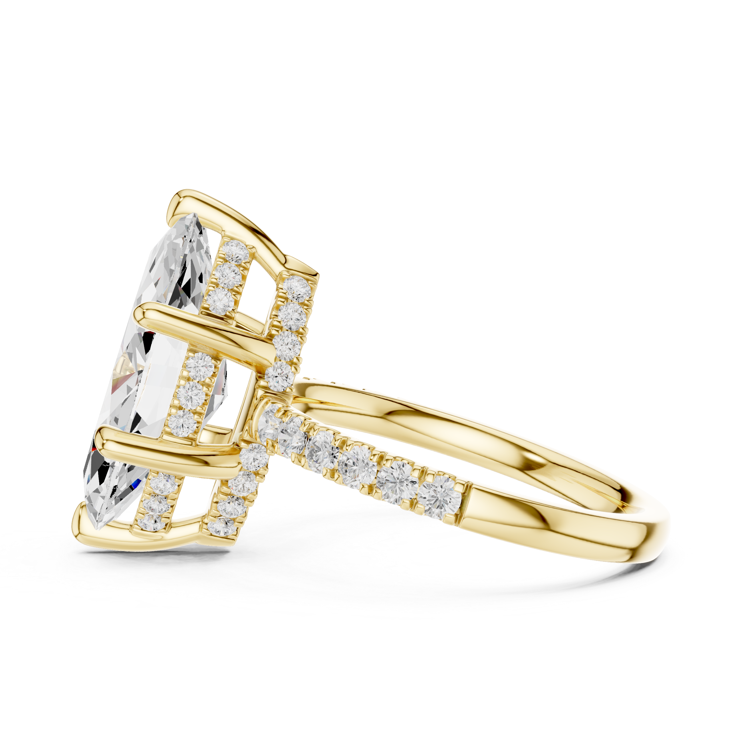 4.62 CT Marquise Cut Hidden Halo Pavé Diamond Engagement Ring