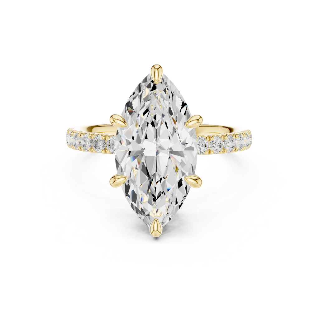 4.62 CT Marquise Cut Hidden Halo Pavé Diamond Engagement Ring