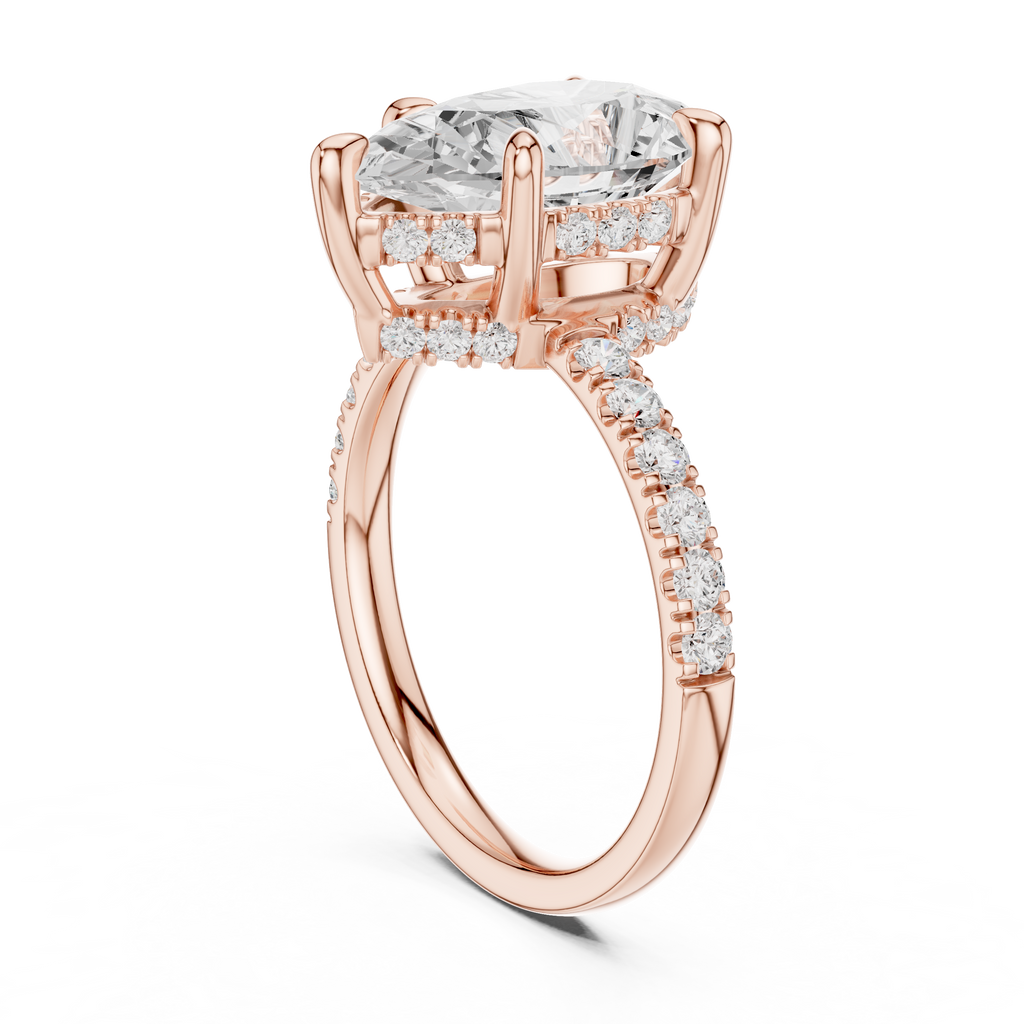 4.58 CT Pear Cut Diamond Hidden Halo Pavé Engagement Ring
