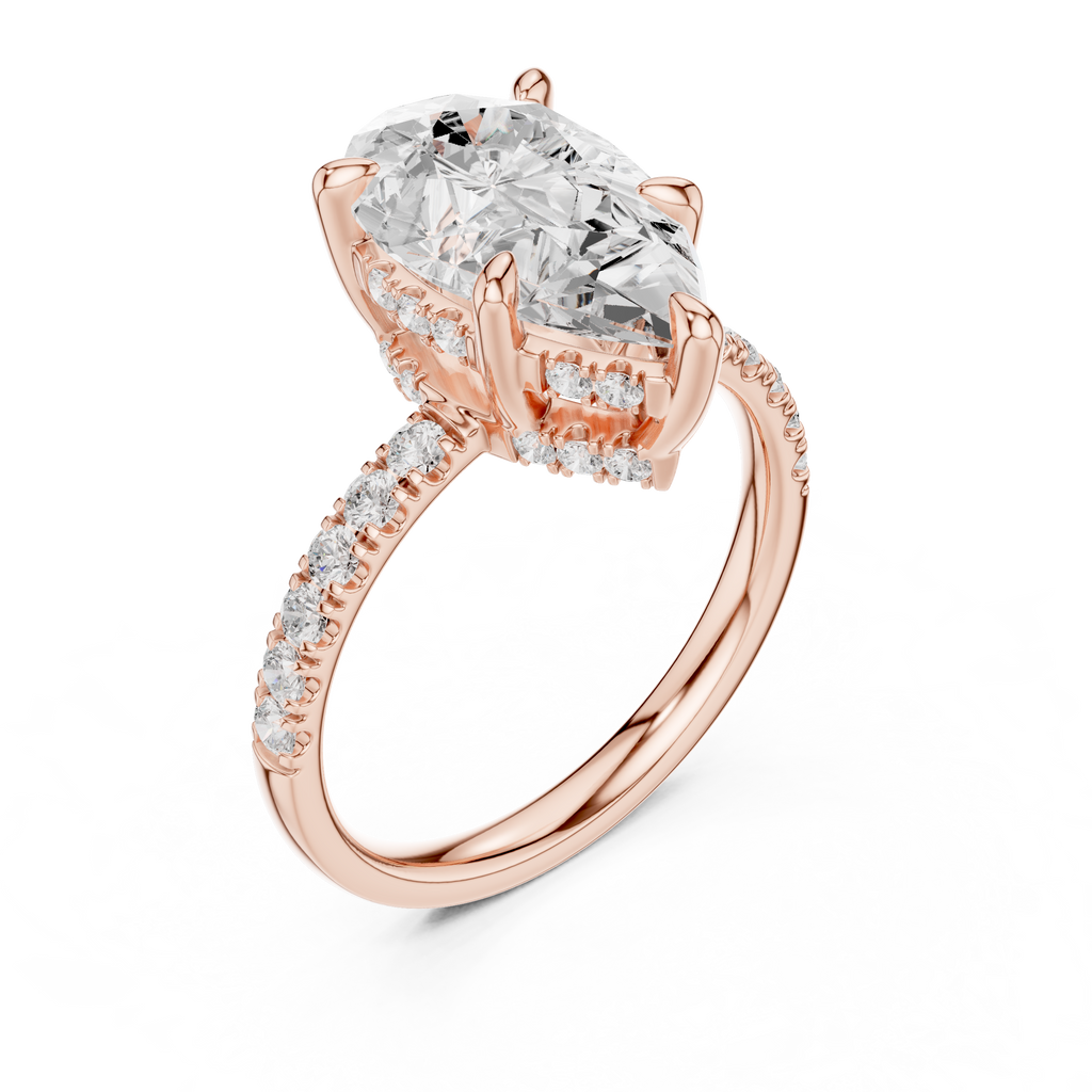 4.58 CT Pear Cut Diamond Hidden Halo Pavé Engagement Ring