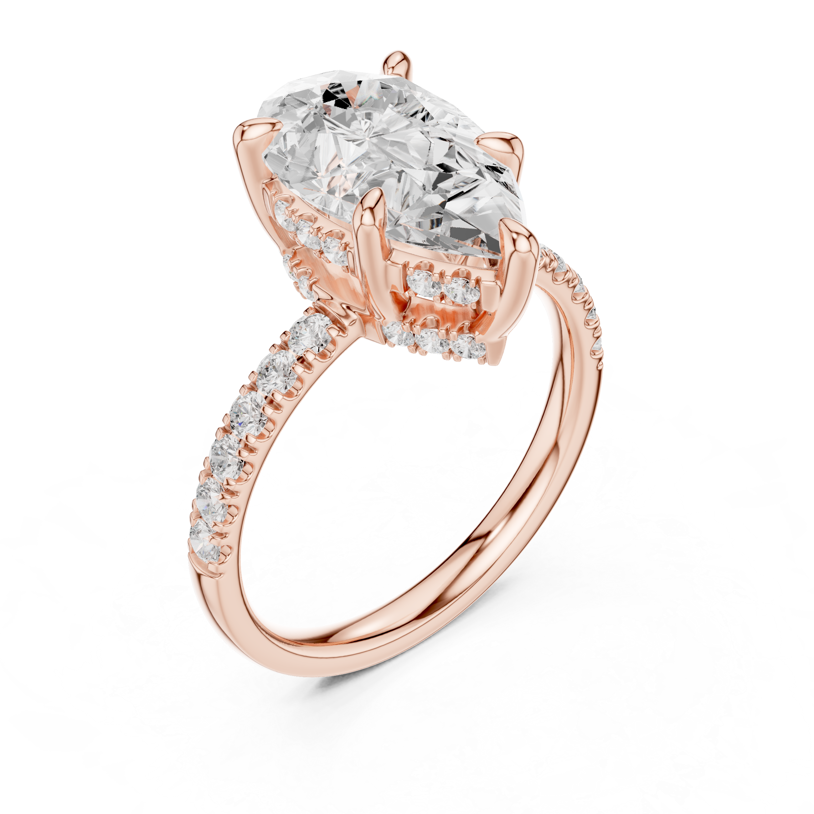 4.58 CT Pear Cut Diamond Hidden Halo Pavé Engagement Ring
