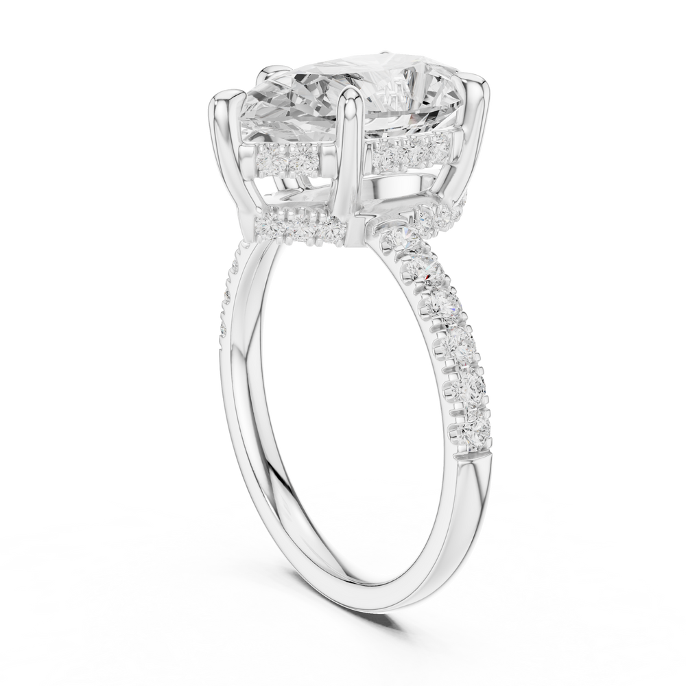 Pear Cut Hidden Halo Diamond Engagement Ring