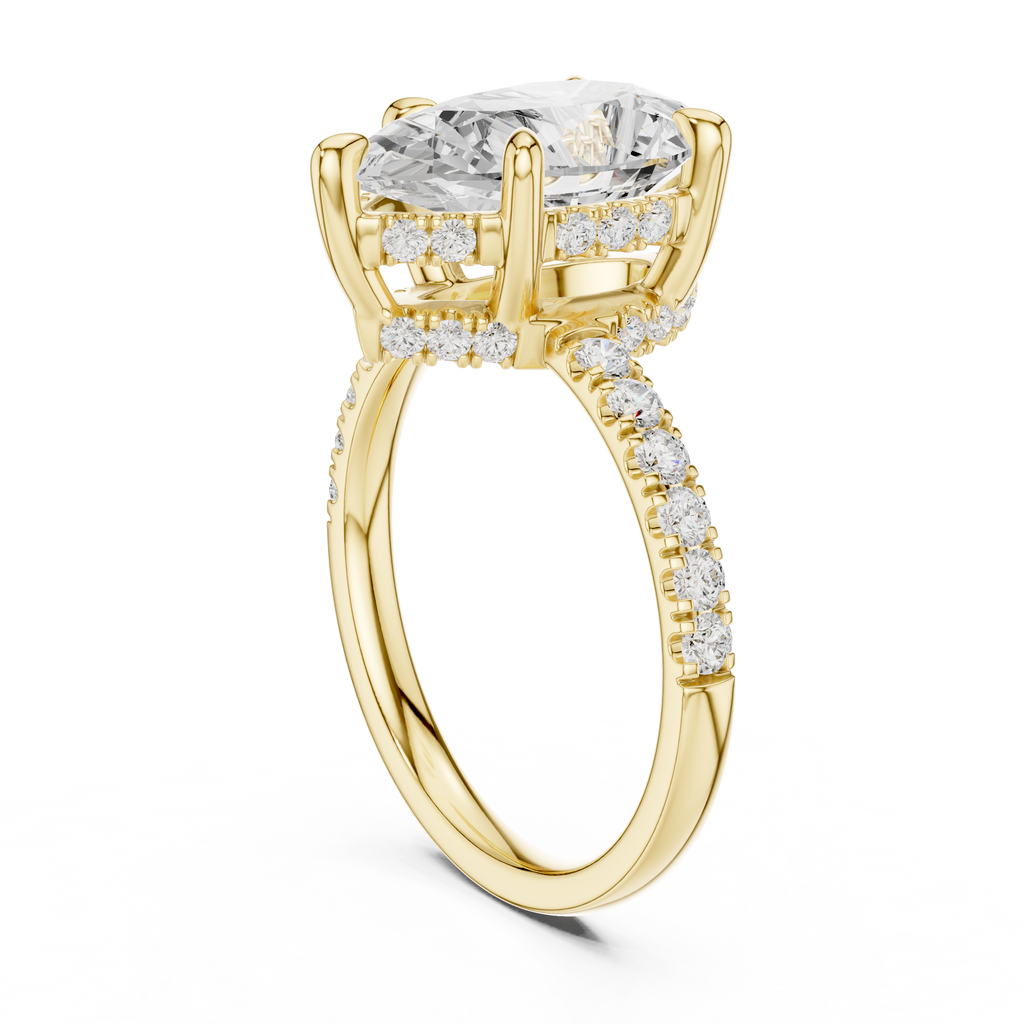 4.58 CT Pear Cut Diamond Hidden Halo Pavé Engagement Ring