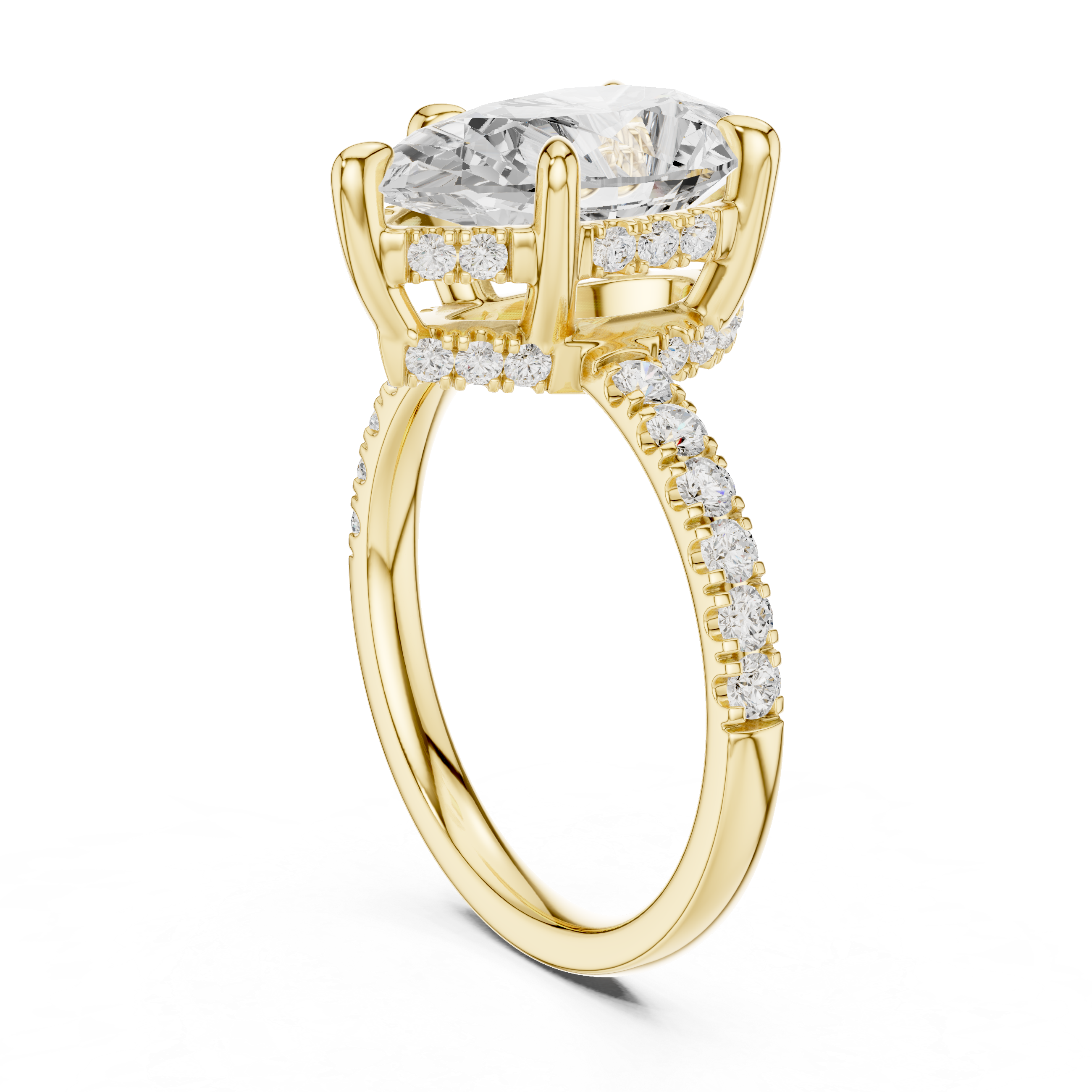 4.58 CT Pear Cut Diamond Hidden Halo Pavé Engagement Ring