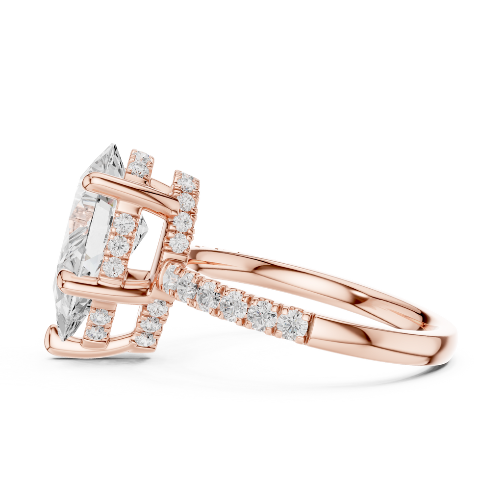 Pear Cut Hidden Halo Diamond Engagement Ring
