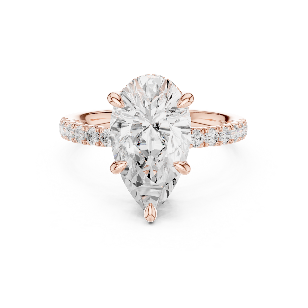 4.58 CT Pear Cut Diamond Hidden Halo Pavé Engagement Ring