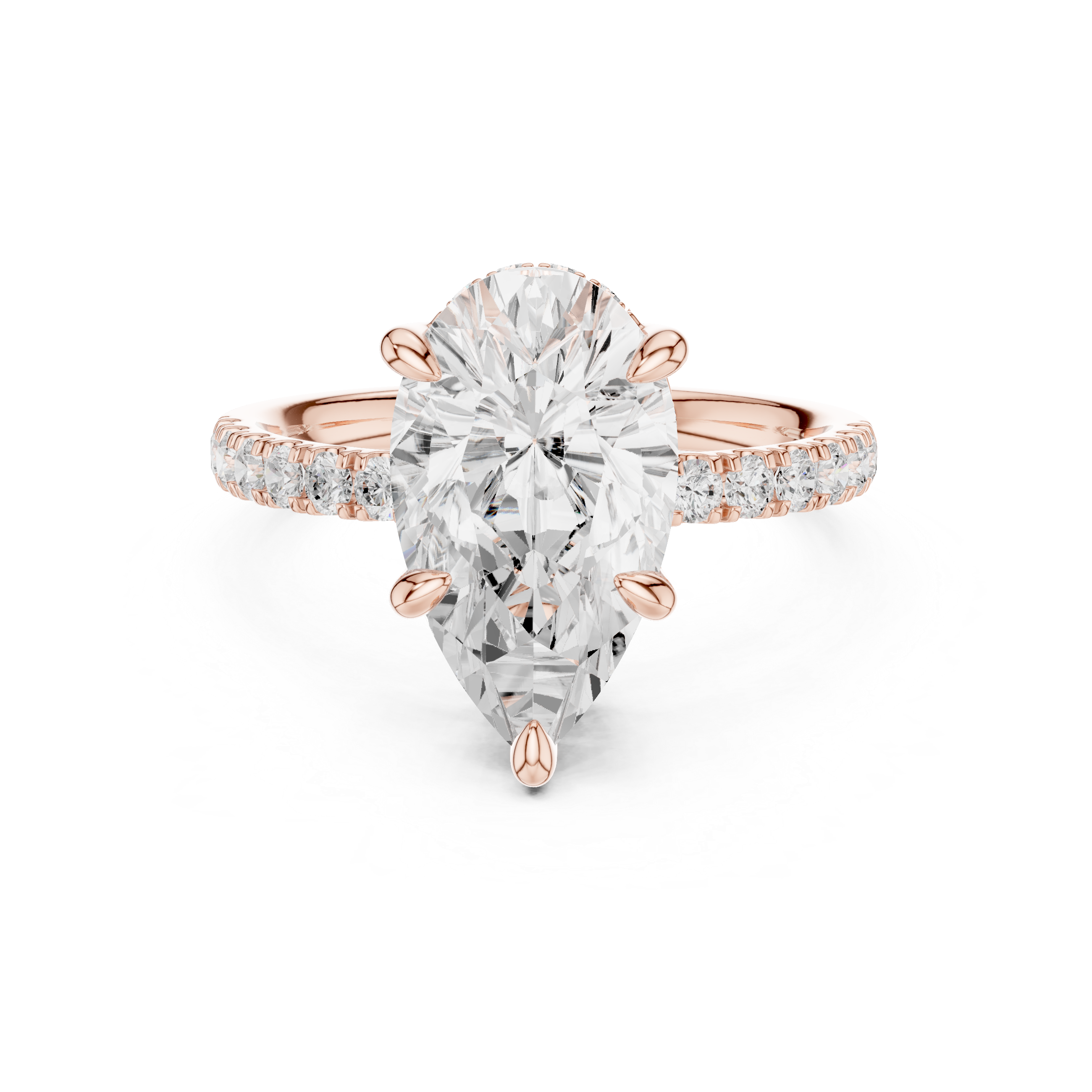 4.58 CT Pear Cut Diamond Hidden Halo Pavé Engagement Ring