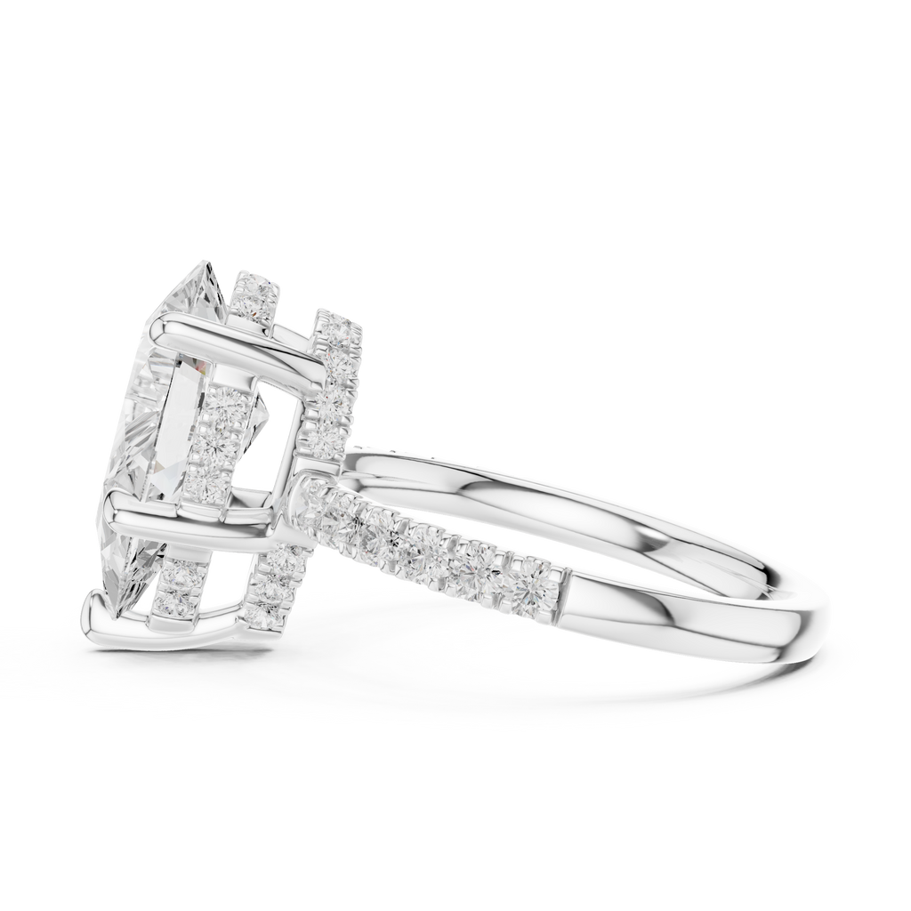 Pear Cut Hidden Halo Diamond Engagement Ring