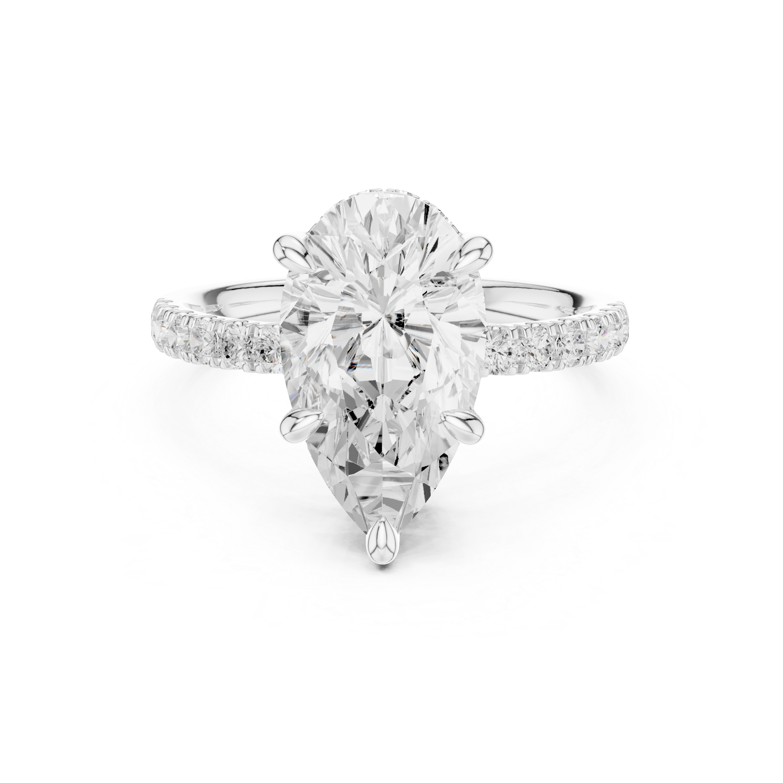 4.58 CT Pear Cut Diamond Hidden Halo Pavé Engagement Ring