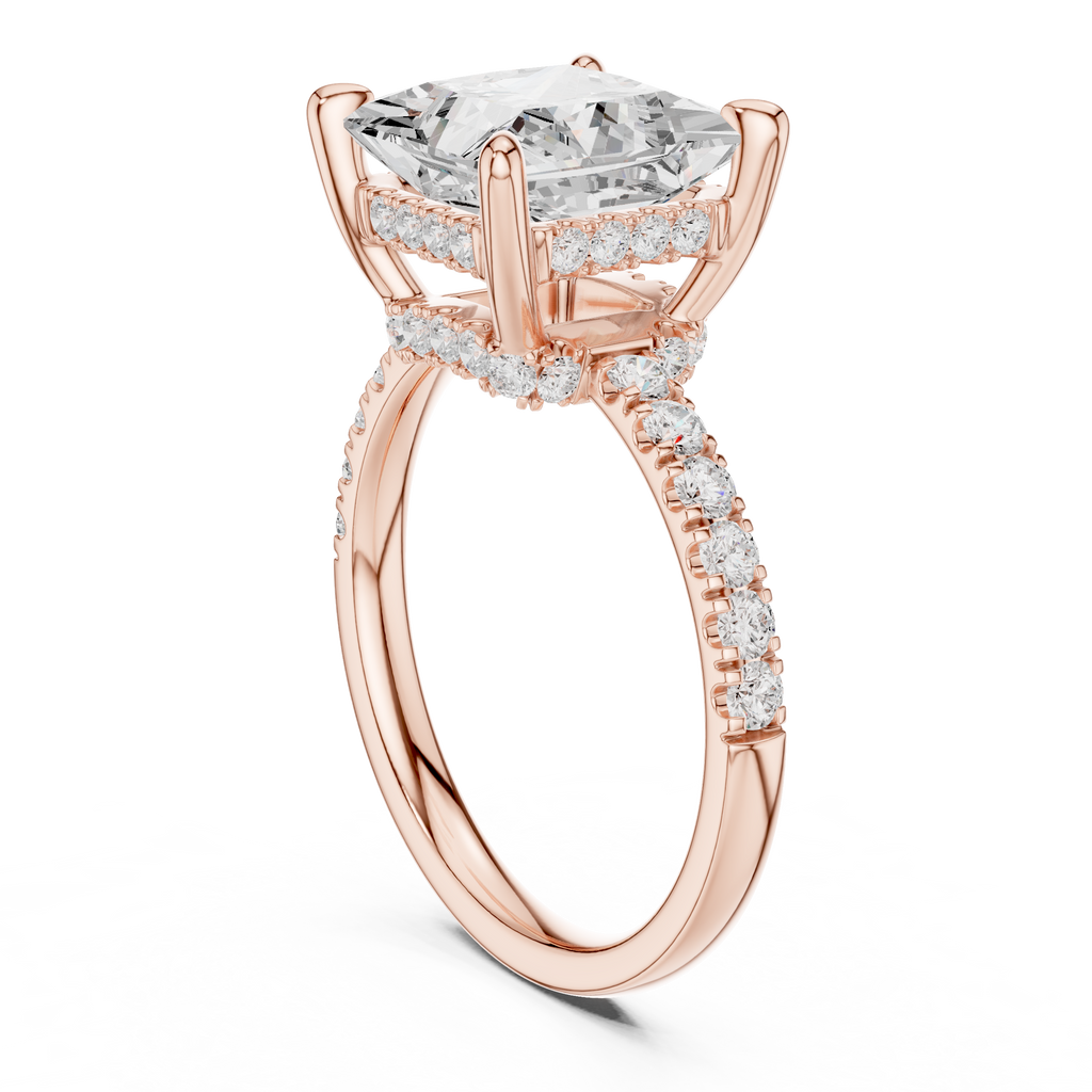 Princess Cut Hidden Halo Diamond Engagement Ring