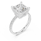 4.58 CT Princess Cut Diamond Hidden Halo Pavé Engagement Ring
