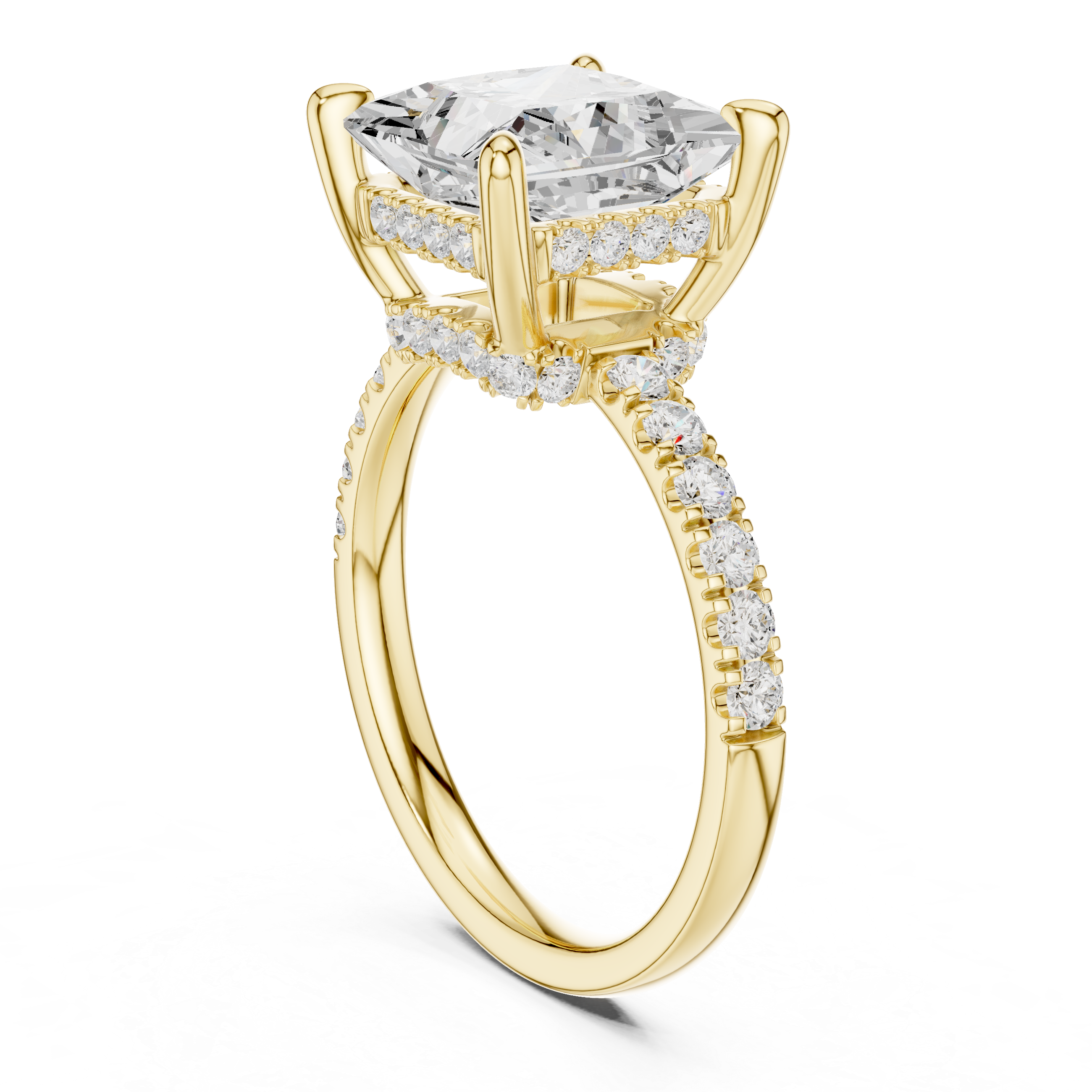 Princess Cut Hidden Halo Diamond Engagement Ring