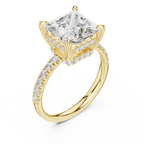 4.58 CT Princess Cut Diamond Hidden Halo Pavé Engagement Ring