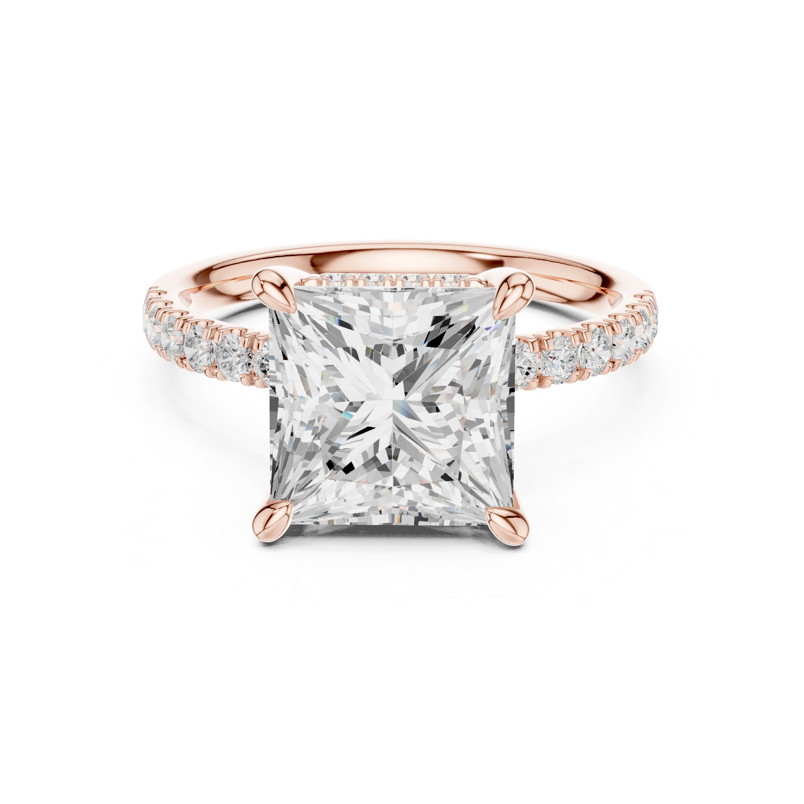 Princess Cut Hidden Halo Diamond Engagement Ring