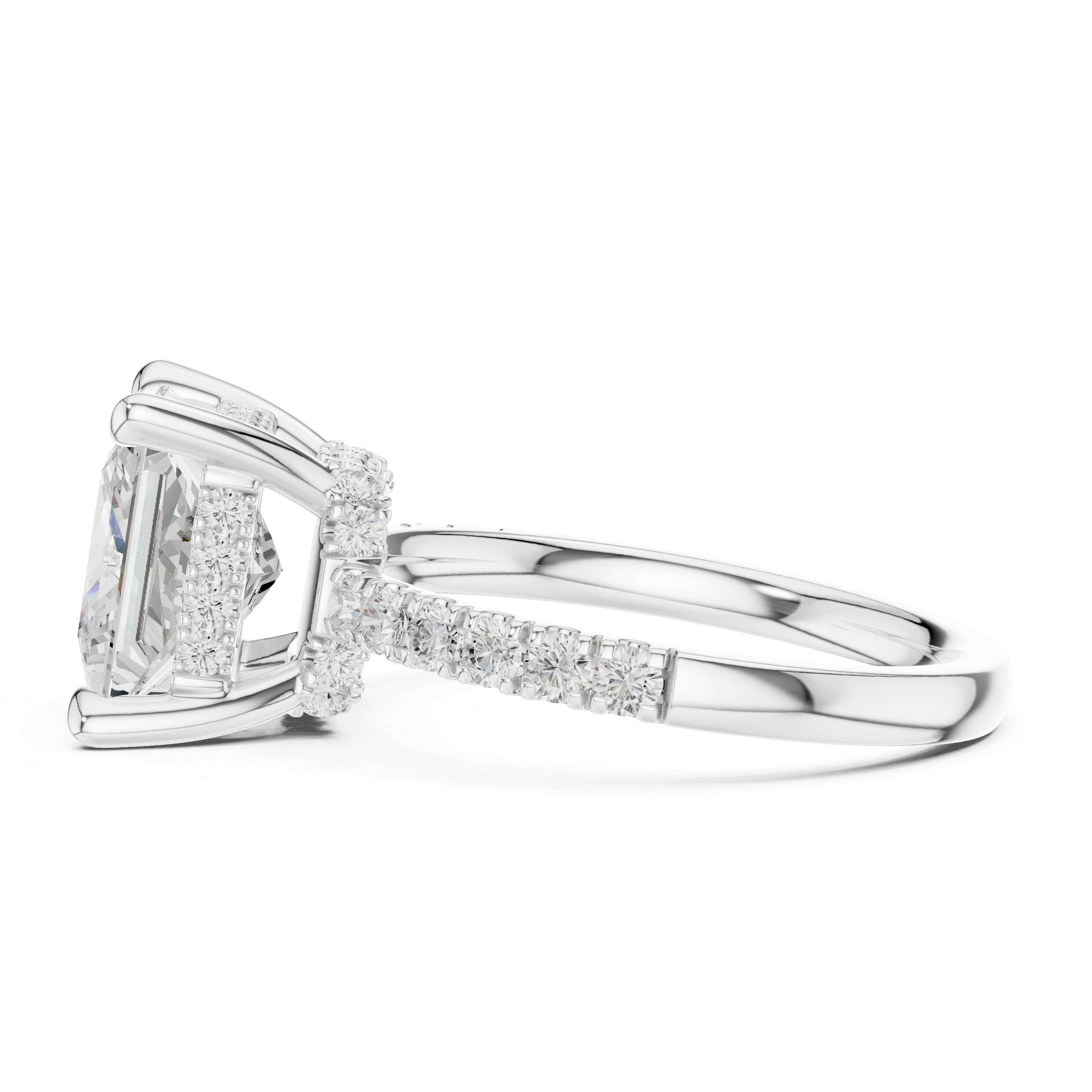 Princess Cut Hidden Halo Diamond Engagement Ring